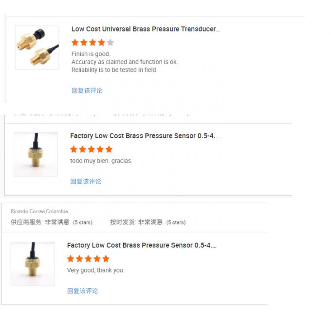 तरल गैस के लिए 0.5V 4.5V पीतल सिरेमिक कैपेसिटिव प्रेशर सेंसर 11